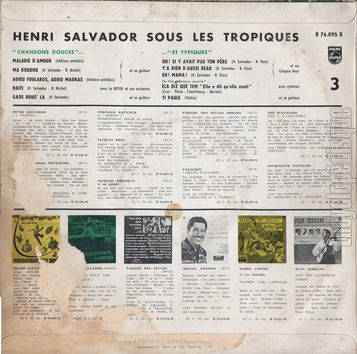 [Pochette de Sous les tropiques - 3 (Henri SALVADOR) - verso]