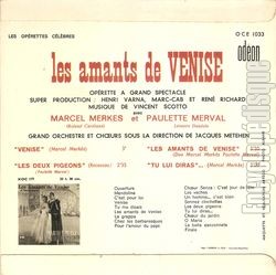 [Pochette de Les amants de Venise (Marcel MERKS et Paulette MERVAL) - verso]