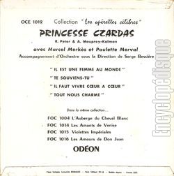 [Pochette de Princesse Czardas (Marcel MERKS et Paulette MERVAL) - verso]