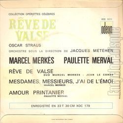 [Pochette de Rve de valses (Marcel MERKS et Paulette MERVAL) - verso]