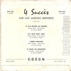 [Pochette de 4 succs par vos vedettes prfres (COMPILATION) - verso]