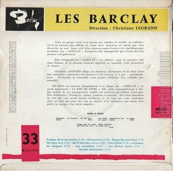 [Pochette de Frappe dans tes mains, Clmentine, Ha man ara… (Les BARCLAY) - verso]