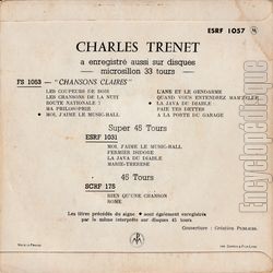 [Pochette de Morceaux choisis de Nol (Charles TRENET) - verso]