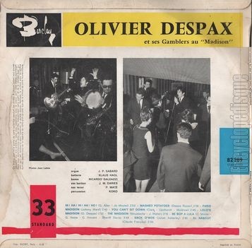 [Pochette de Au Madison (Olivier DESPAX et ses Gamblers) - verso]