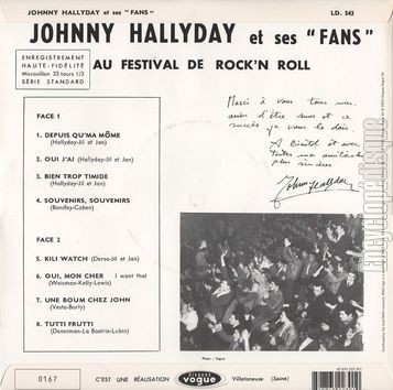 [Pochette de Au festival du Rock n’ roll (Johnny HALLYDAY) - verso]