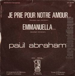 [Pochette de Je prie pour notre amour (Pal ABRAHAM) - verso]