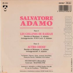 [Pochette de Les collines de Rabiah (Salvatore ADAMO) - verso]