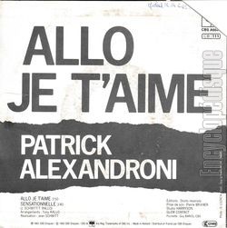 [Pochette de Allo je t’aime (Patrick ALEXANDRONI) - verso]