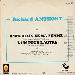 [Pochette de Amoureux de ma femme (Richard ANTHONY) - verso]