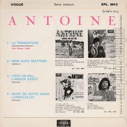 [Pochette de La tramontane (ANTOINE) - verso]