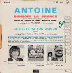 [Pochette de Bonsoir la France (ANTOINE) - verso]