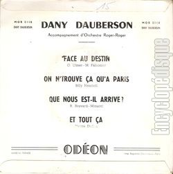 [Pochette de Face au destin (Dany DAUBERSON) - verso]