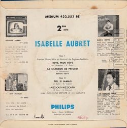 [Pochette de Rve, mon rve - 2me srie (Isabelle AUBRET) - verso]