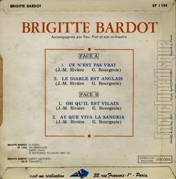 [Pochette de Ce n’est pas vrai (Brigitte BARDOT) - verso]