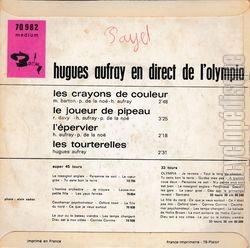 [Pochette de Hugues Aufray en direct de l’Olympia (Hugues AUFRAY) - verso]