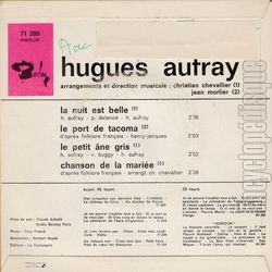 [Pochette de La nuit est belle (Hugues AUFRAY) - verso]