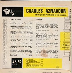 [Pochette de Le torador (Charles AZNAVOUR) - verso]