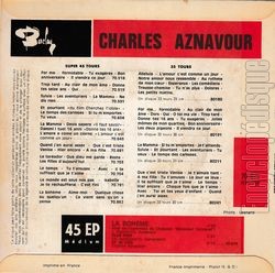 [Pochette de La bohme (Charles AZNAVOUR) - verso]