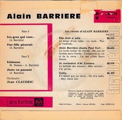 [Pochette de Les gens qui vont (Alain BARRIRE) - verso]