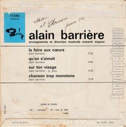 [Pochette de La foire aux cœurs (Alain BARRIRE) - verso]