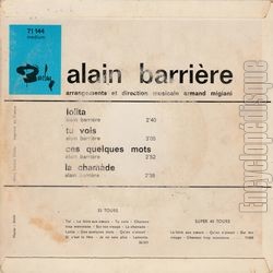 [Pochette de Lolita (Alain BARRIRE) - verso]