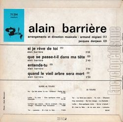 [Pochette de Si je rve de toi (Alain BARRIRE) - verso]