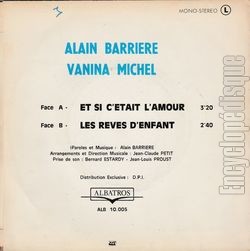 [Pochette de Et… si c’tait l’amour (Alain BARRIRE et Vanina MICHEL) - verso]