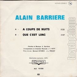 [Pochette de  coups de nuits (Alain BARRIRE) - verso]