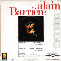 [Pochette de Sduction 13 (Alain BARRIRE) - verso]