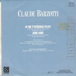 [Pochette de Je ne t’crirai plus (Claude BARZOTTI) - verso]