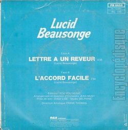 [Pochette de Lettre  un rveur (Lucid BEAUSONGE) - verso]