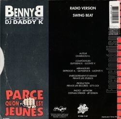 [Pochette de Parce-qu’on est jeunes (BENNY B. FEATURING DADDY K.) - verso]