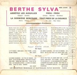 [Pochette de Arrtez les aiguilles (Berthe SYLVA) - verso]