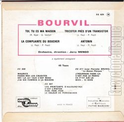 [Pochette de Toi, tu es ma maison (BOURVIL) - verso]