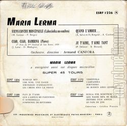 [Pochette de Viens contre mon paule (Maria LERMA) - verso]