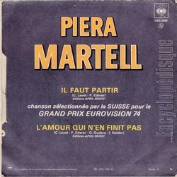 [Pochette de Il faut partir (Piera MARTELL) - verso]