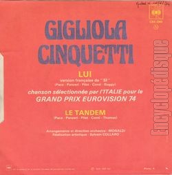 [Pochette de Lui (Gigliola CINQUETTI) - verso]