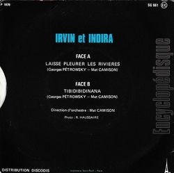 [Pochette de Laisse pleurer les rivires (IRVIN ET INDIRA) - verso]