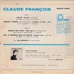 [Pochette de Dis-lui (Claude FRANOIS) - verso]