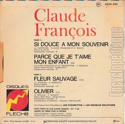 [Pochette de Si douce  mon souvenir (Claude FRANOIS) - verso]