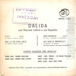 [Pochette de Eux (DALIDA) - verso]