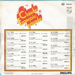 [Pochette de Claude Franois parade n8 (Claude FRANOIS) - verso]