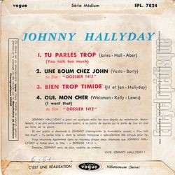 [Pochette de Tu parles trop (Johnny HALLYDAY) - verso]