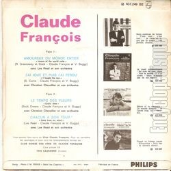 [Pochette de Amoureux du monde entier (Claude FRANOIS) - verso]