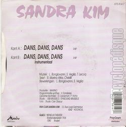 [Pochette de Dans, dans, dans, (Sandra KIM) - verso]