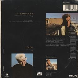 [Pochette de J’oublierais ton nom (Johnny HALLYDAY et CARMEL) - verso]