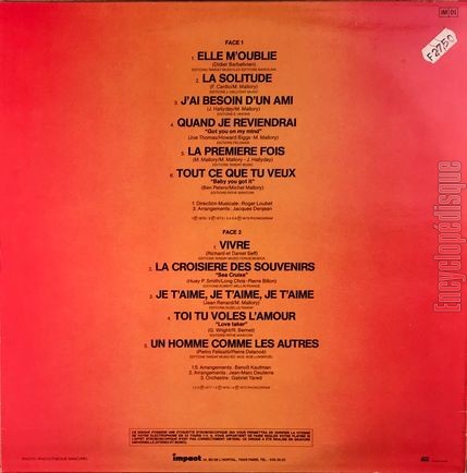 [Pochette de Enregistrements originaux - vol. 11 (Johnny HALLYDAY) - verso]