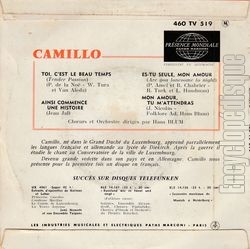 [Pochette de Toi, c’est le beau temps (CAMILLO) - verso]