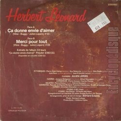 [Pochette de a donne envie d’aimer (Herbert LONARD) - verso]