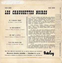 [Pochette de Tu parles trop (Les CHAUSSETTES NOIRES) - verso]